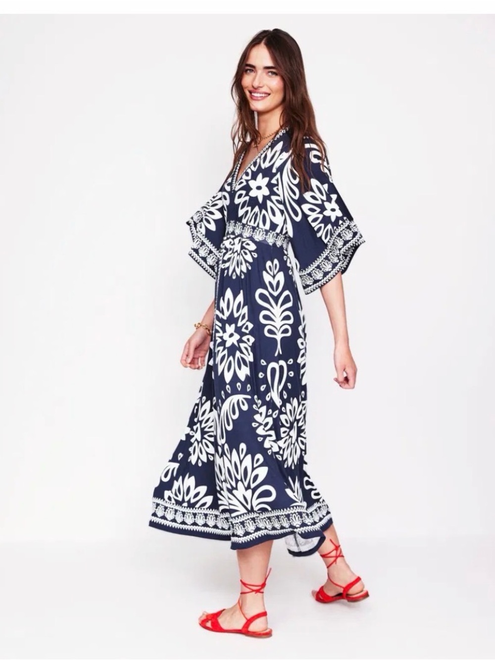 Boden Maya Kimono Jersey Midi Maxi Dress New w tags Sz 8P